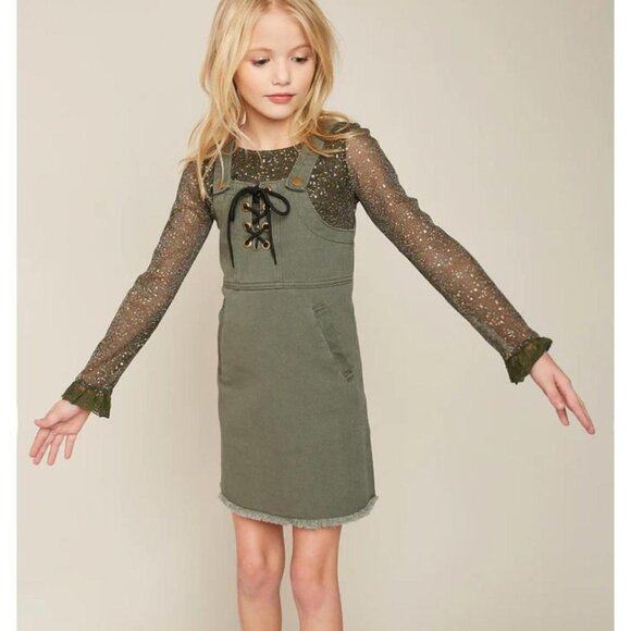 Olive Green Hayden Overall Dress - Picture 1 of 6